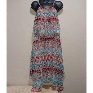 No Boundaries Red Asymmetrical Knee Length Dress Size L